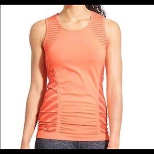 Athleta Fastest Track Ruched Tank Top Orange Jet M
